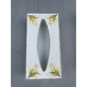 Vintage Hand-Painted Wooden Tissue Box Cover Floral Raised Design Cottage